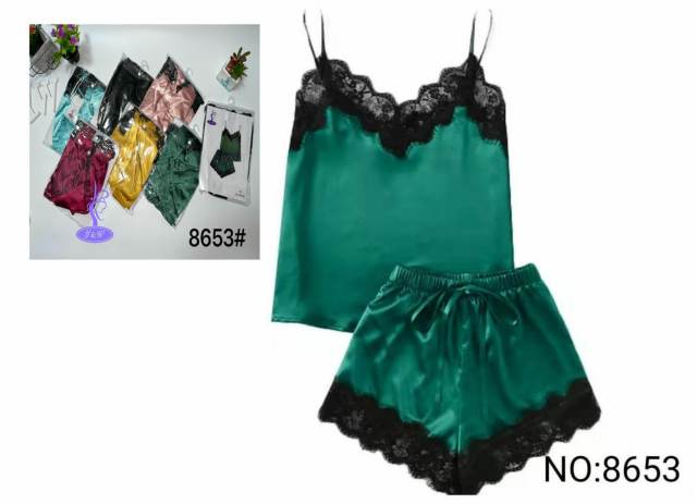 PIJAMA 2PIEZA APLICACIONES ENCAJE NEGRO 8653