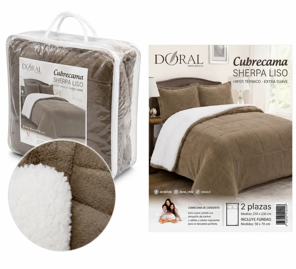 [4680] CUBRECAMA SHERPA 2.0 PLAZA LISO COLORES - Doral