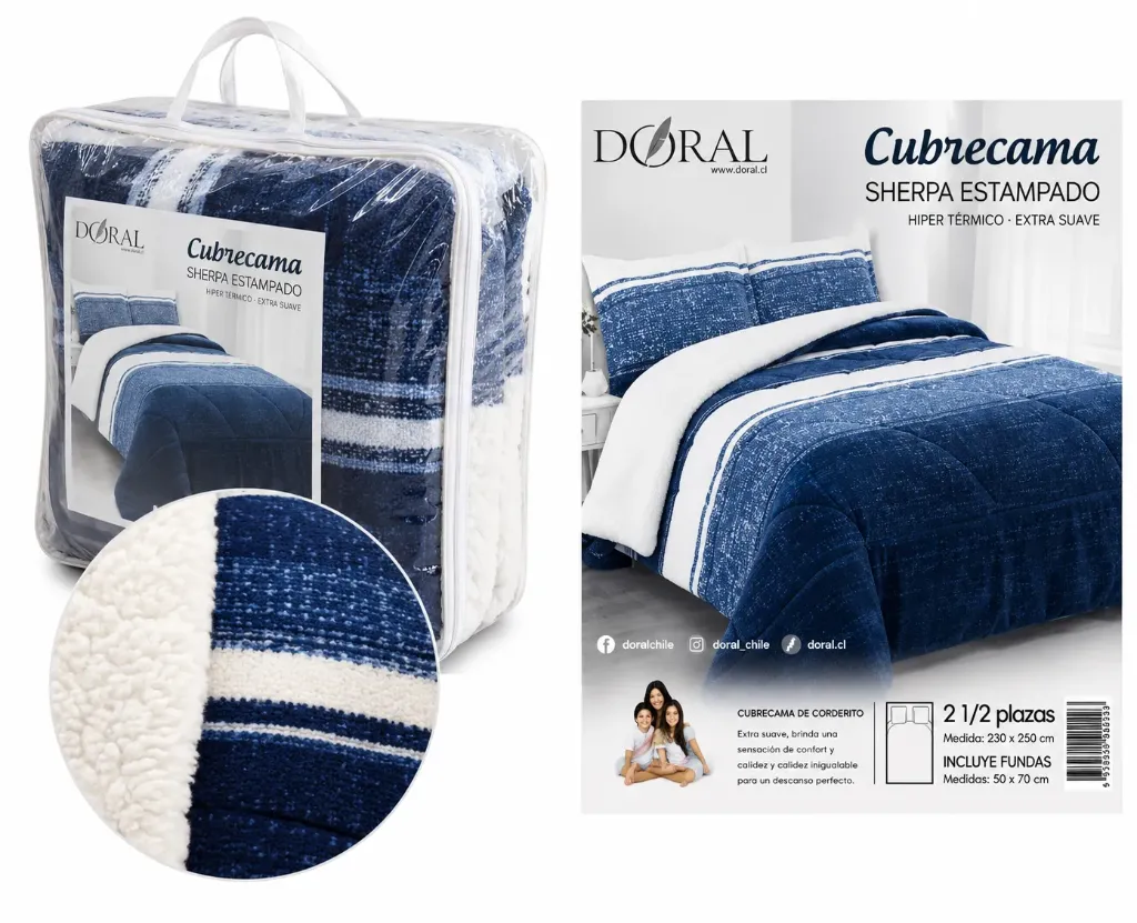 [4683] CUBRECAMA SHERPA 2.5 PLAZA ESTAMPADO - Doral
