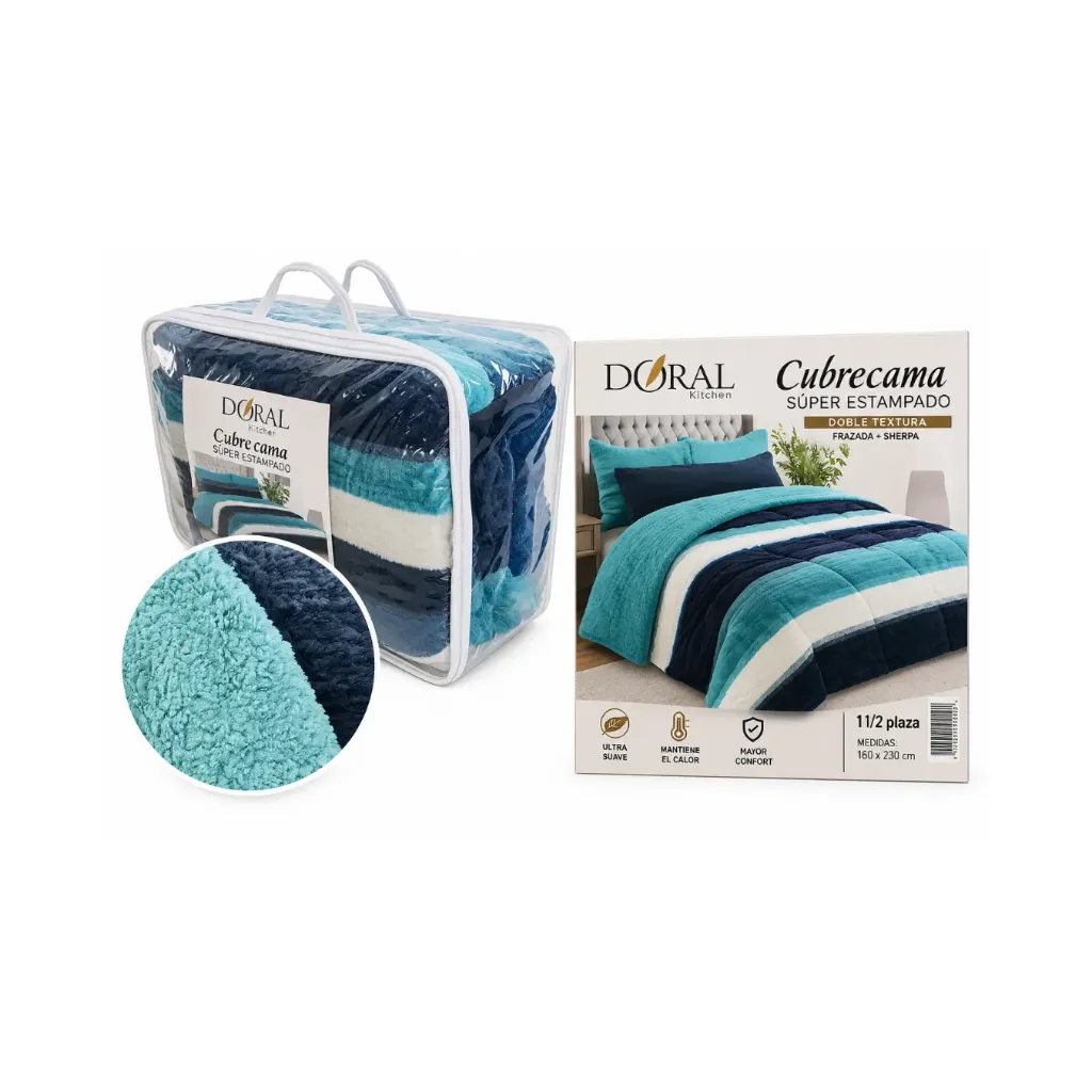 CUBRECAMA SHERPA CHIPORRO 1.5 PLAZA ESTAMPADO - Doral