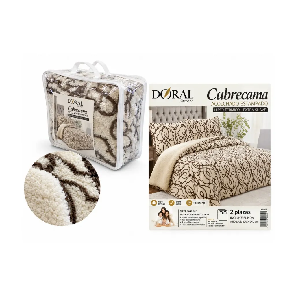 CUBRECAMA SHERPA CHIPORRO 2.0 PLAZA ESTAMPADO - Doral