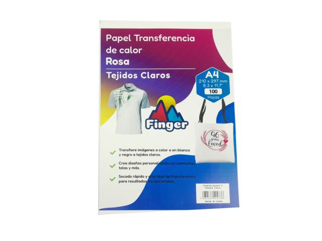 Papel A4 sublimación tejidos claros rosa 100 hojas - Finger / AA4247-3
