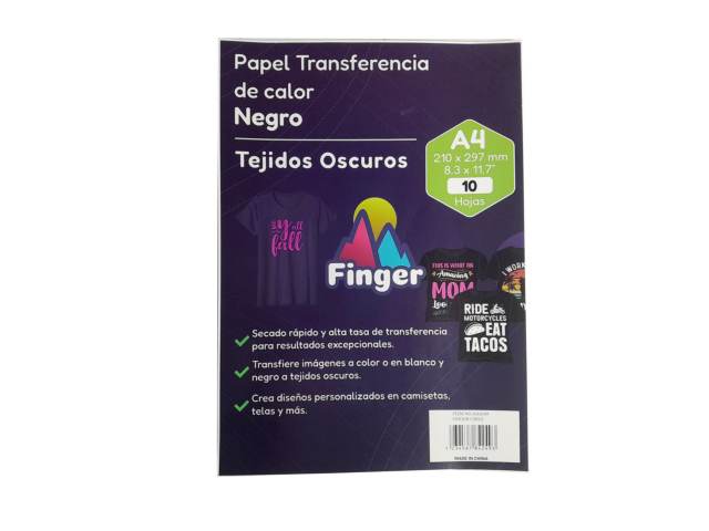 Papel A4 sublimación tejido oscuros 10 hojas - Finger / AA4249
