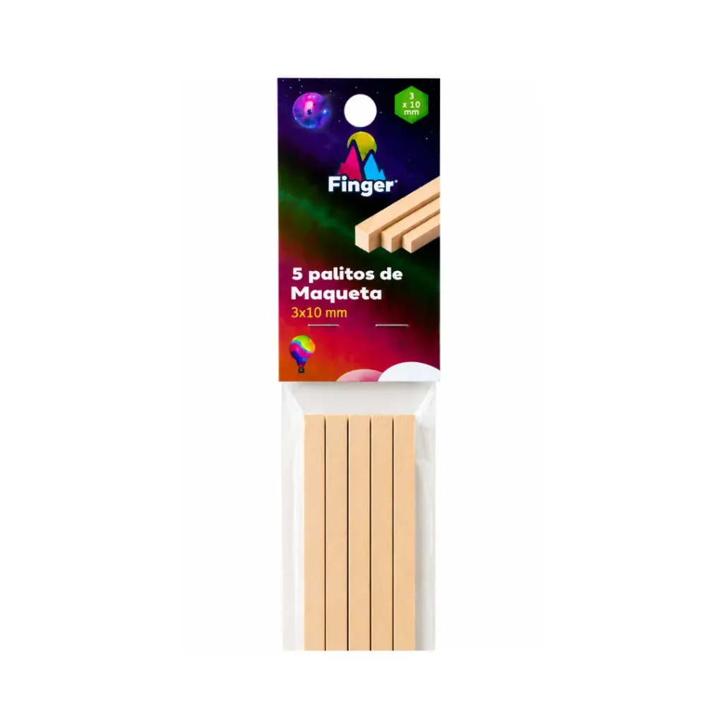 Palos maqueta 3x10mm rectangular 5 unidades - Finger / AA4305