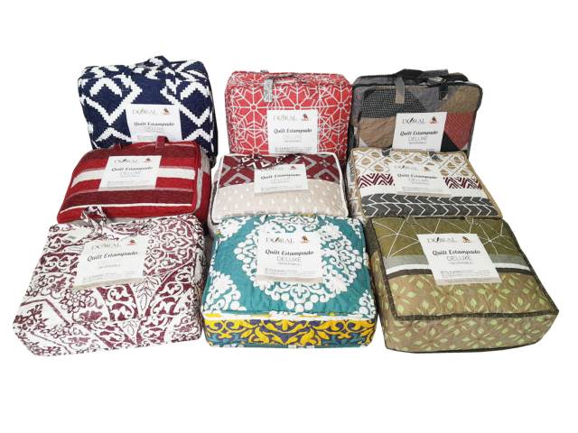 CUBRECAMA  QUILT 2.0 PL ESTAMPADO /BORDADO REVERSIBLE - Doral