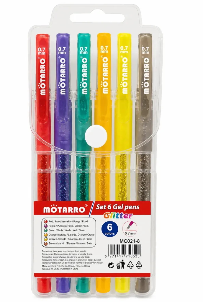 LAPIZ/GEL 6 COLORES GLITER MOTARRO