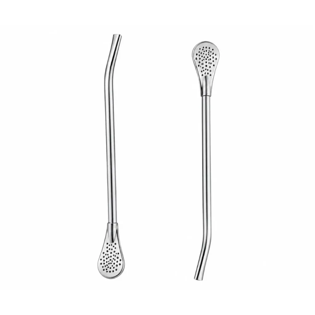 [4986] Bombilla mate plateada 21cm - Finger / AA3042