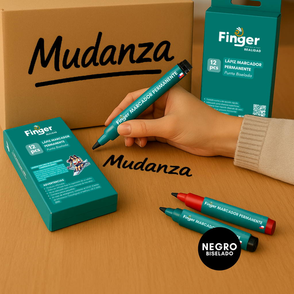 [5004] Marcador permanente negro punta biselada - Finger / AA6112