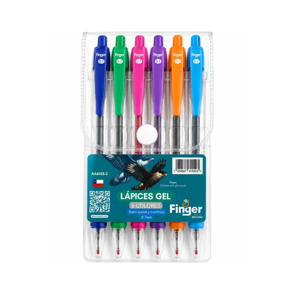 Lápiz gel 0.7mm 6 colores -  Finger / AA6155-2