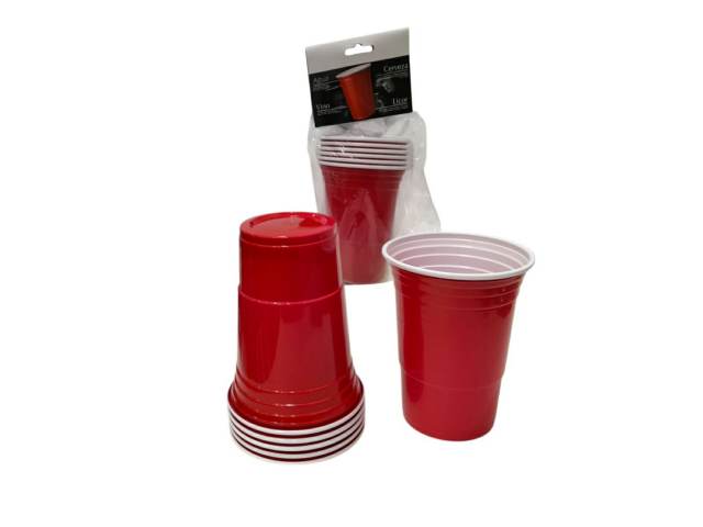 COCTAIL VASO PLASTICO ROJO SET X6 475ML 16OZ
