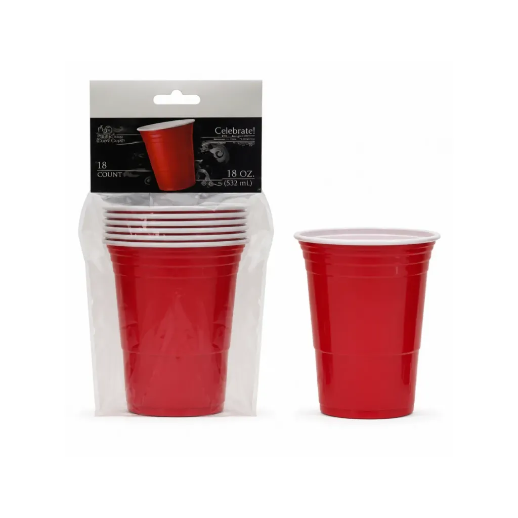 [5008] Set 6 unidades Vaso plástico coctail rojo 475ml 16oz - Aladdin