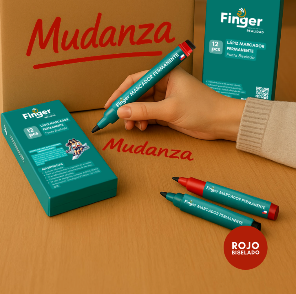 [5011] Marcador permanente rojo punta biselada - Finger / AA6112