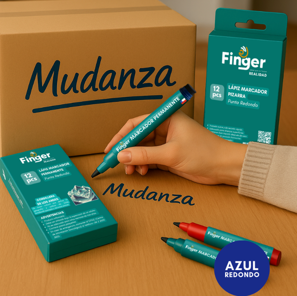 Marcador permanente azul punta redonda AA6112 - Finger