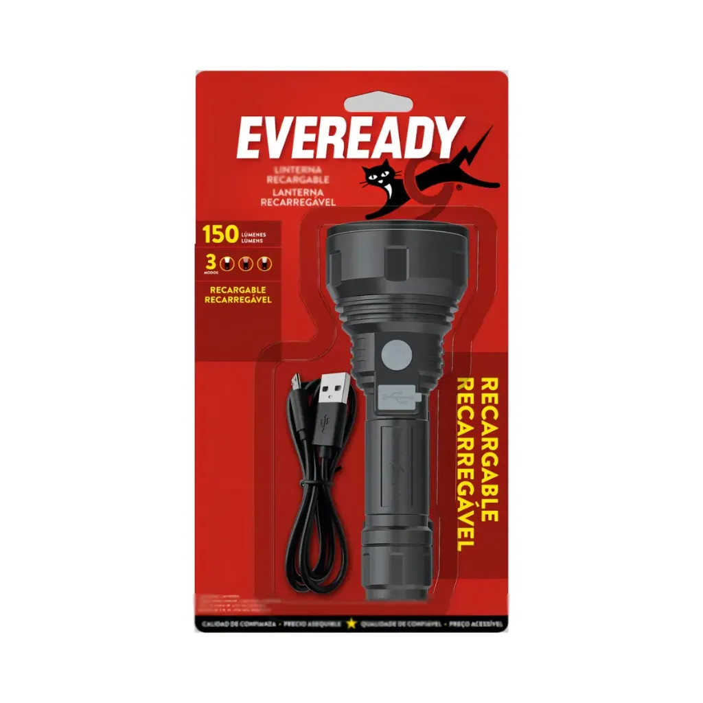 [5036] Linterna recargable usb 3 modos 150 lúmenes - Eveready
