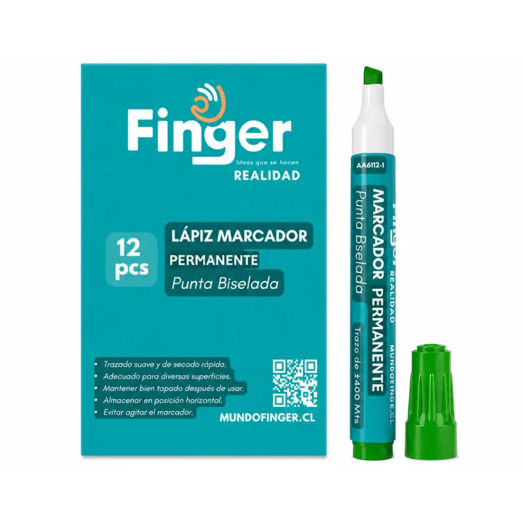 [5039] Marcador permanente verde punta biselada - Finger / AA6112