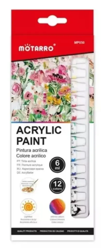 Set acrílicos tubos 6ml 12 colores - Motarro