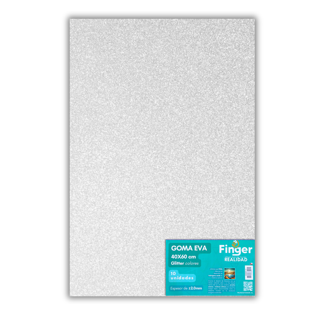 [2699-blanco] Pliego goma eva glitter 2mm 40x60cm - Finger (blanco)