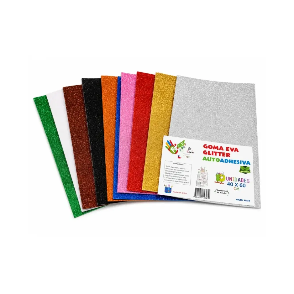 [3636] Goma eva glitter adhesiva 10 unidades 40x60cm - Finger