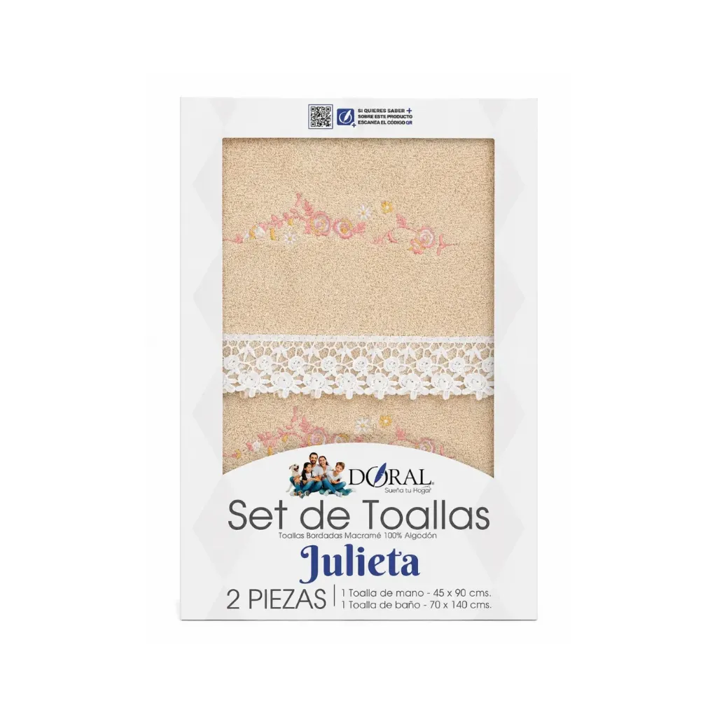 [5155] Set toalla julieta con macrame  45 x 90 2 pzs - Doral