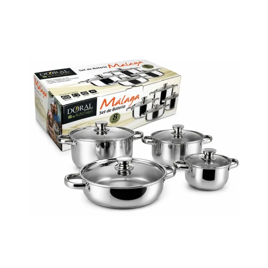 [5158] Menaje bateria cocina acera inox 8pzs Malaga-Doral 