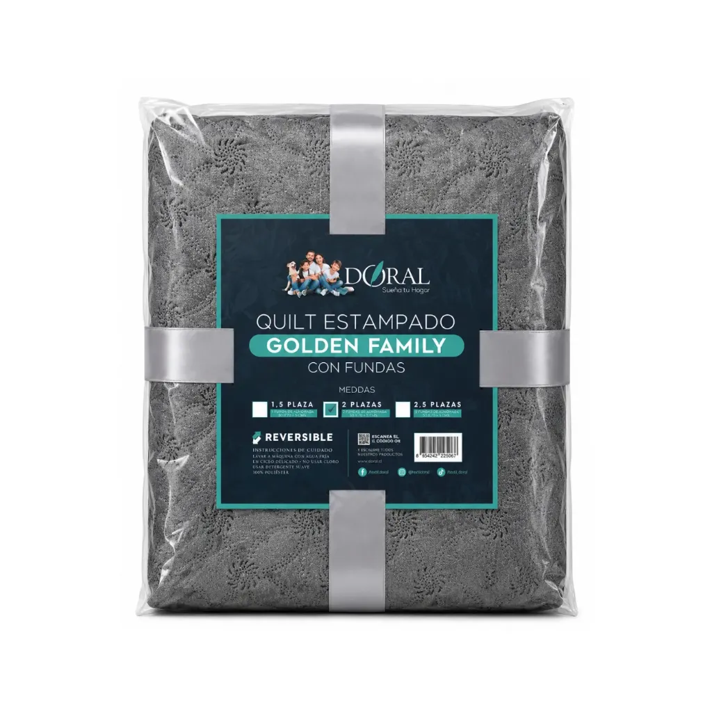 [5161] Cubrecama quilt golden family 2.0pl estampado - Doral