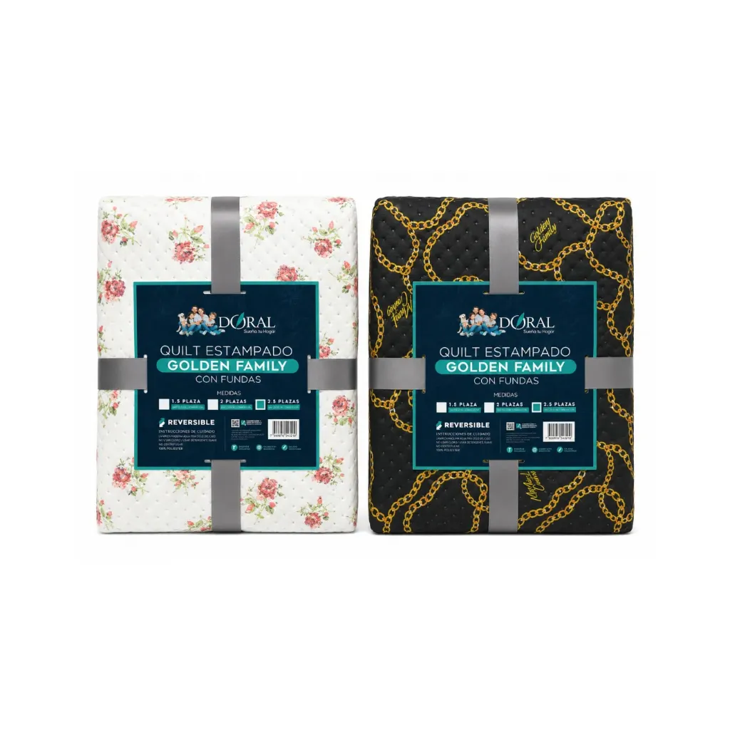 [5163] Cubrecama quilt  golden family 2.5pl  estampado - Doral