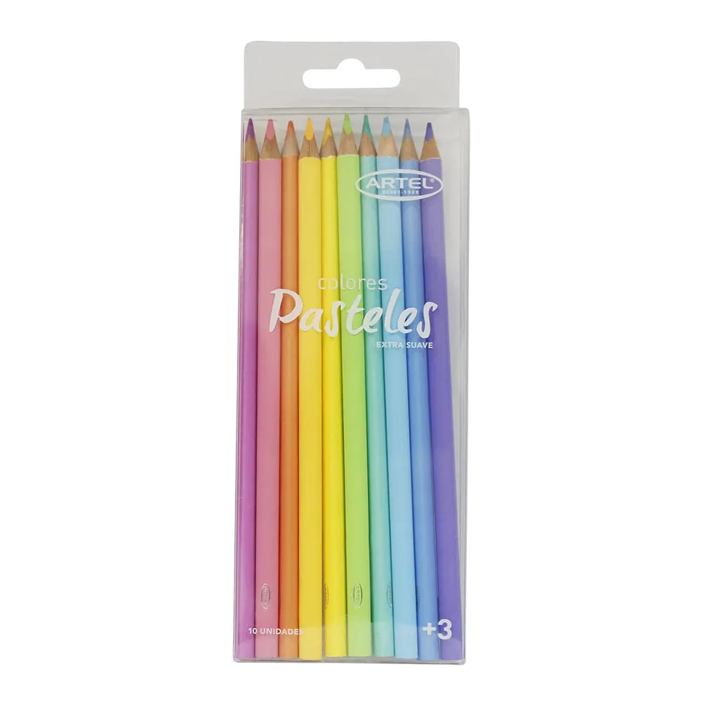 Lápiz 10 colores pastel triangular - Artel 