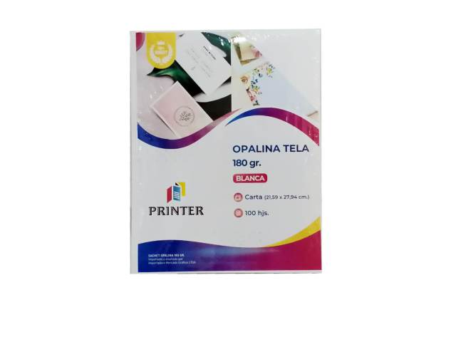 [898] Pack 100 unidades Opalina grofada blanca tamaño carta 180 gramos - Aladdin