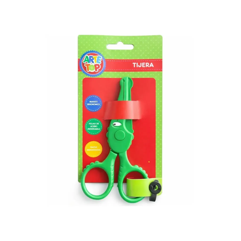 [5241-cocodrilo] Tijera escolar 12cm primer corte - Arte top (cocodrilo)