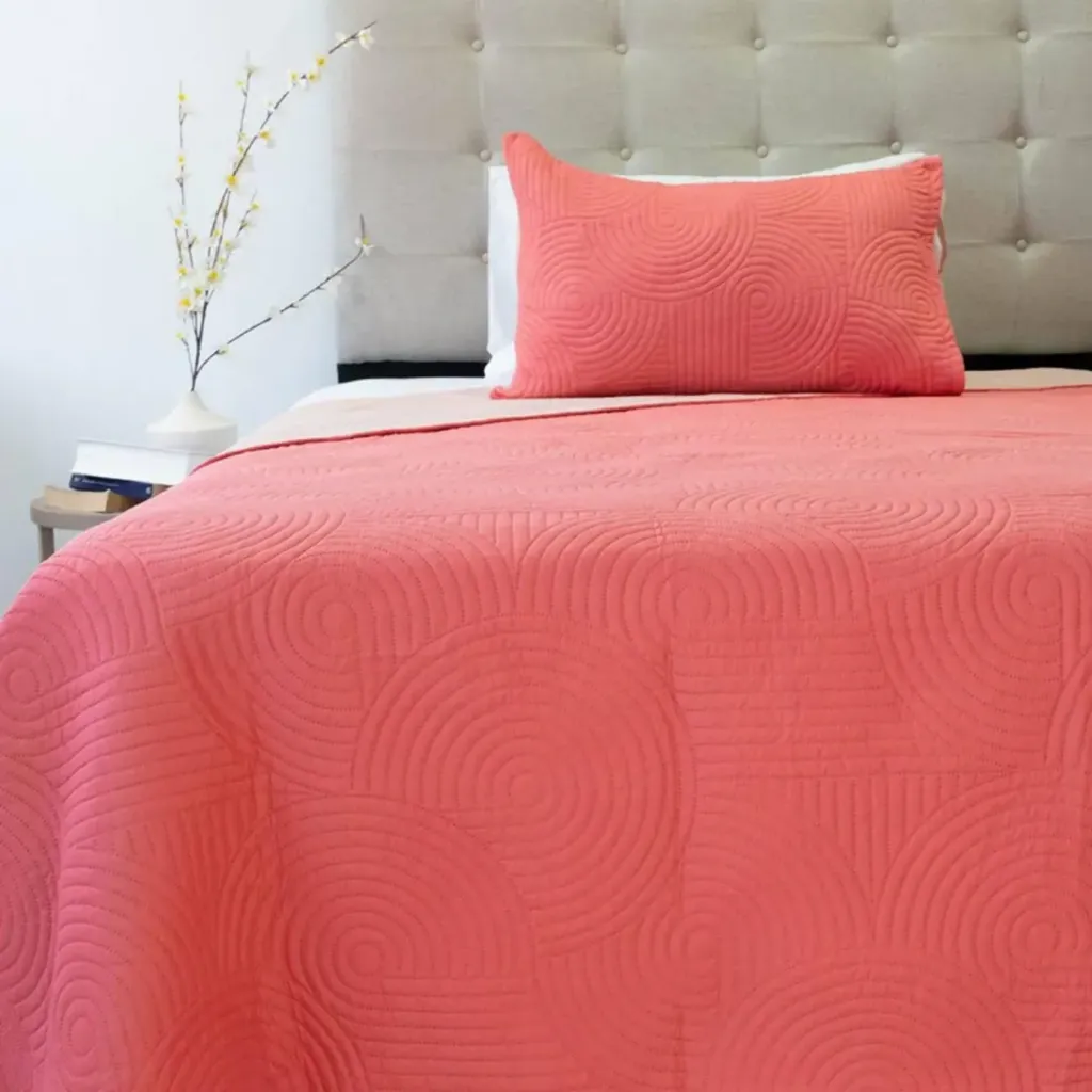 [5246] Cubrecama quilt golden family 1.5pl bicolor liso-Doral