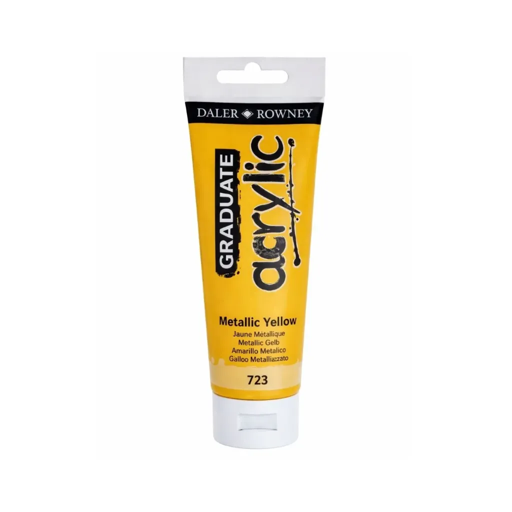 [kit-5078-amarillo 723] Caja 3 unidades Acrílicos graduate metálicos 120ml - Daler Rowney (amarillo)