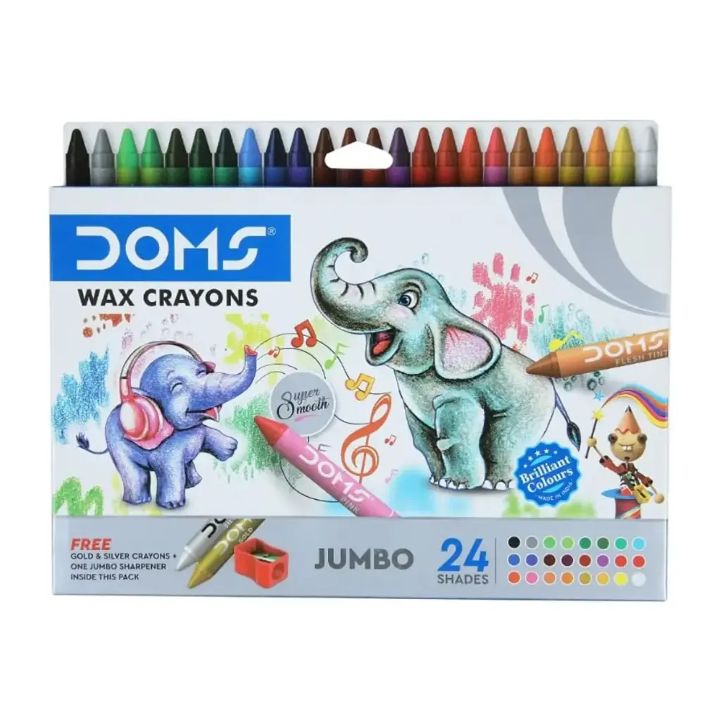 [kit-4965] Caja 5 unidades Lápices cera wax crayons jumbo 24 colores + 2 metálicos - Doms / 34693
