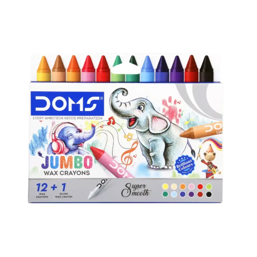 Caja 10 unidades lápices cera jumbo 12 colores + 1 silver - Doms / 34686