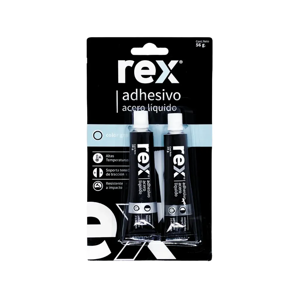 [kit-4329] Caja 12 unidades Adhesivo acero líquido 56grs - Rex / 30239