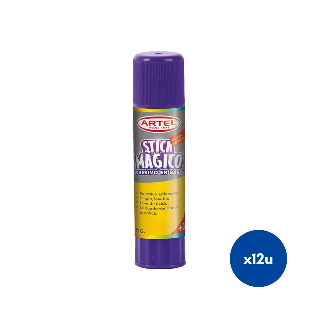 [kit-1906] Caja 12 unidades Adhesivo en barra mágico violeta 21gr  - Artel