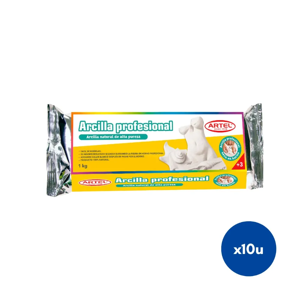 [kit-2428] Caja 10 unidades Arcilla blanca 1kg - Artel