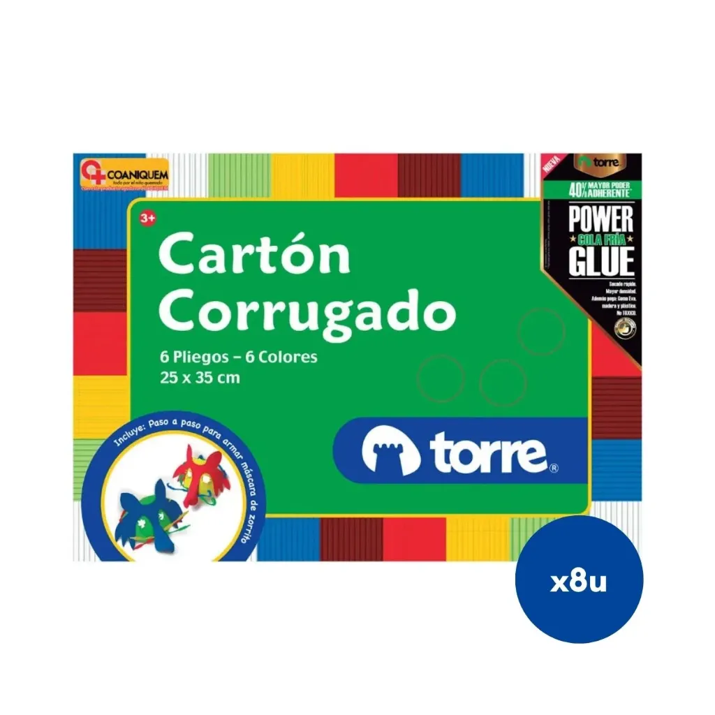 [kit-4798] Caja 8 unidades Carpeta cartón corrugado 6 hojas - Torre / 18051