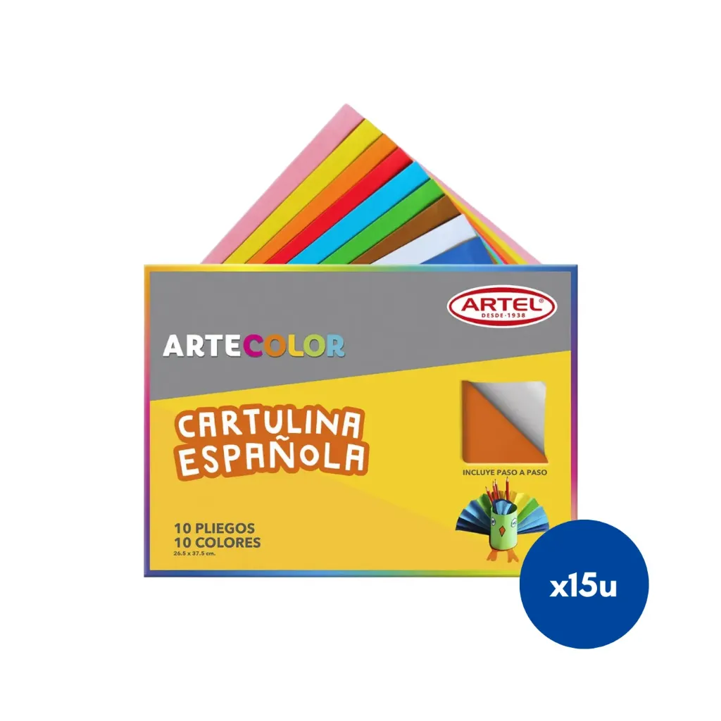 [kit-104] Caja 15 unidades Cartulina española 10 hojas 25x35cm - Artel