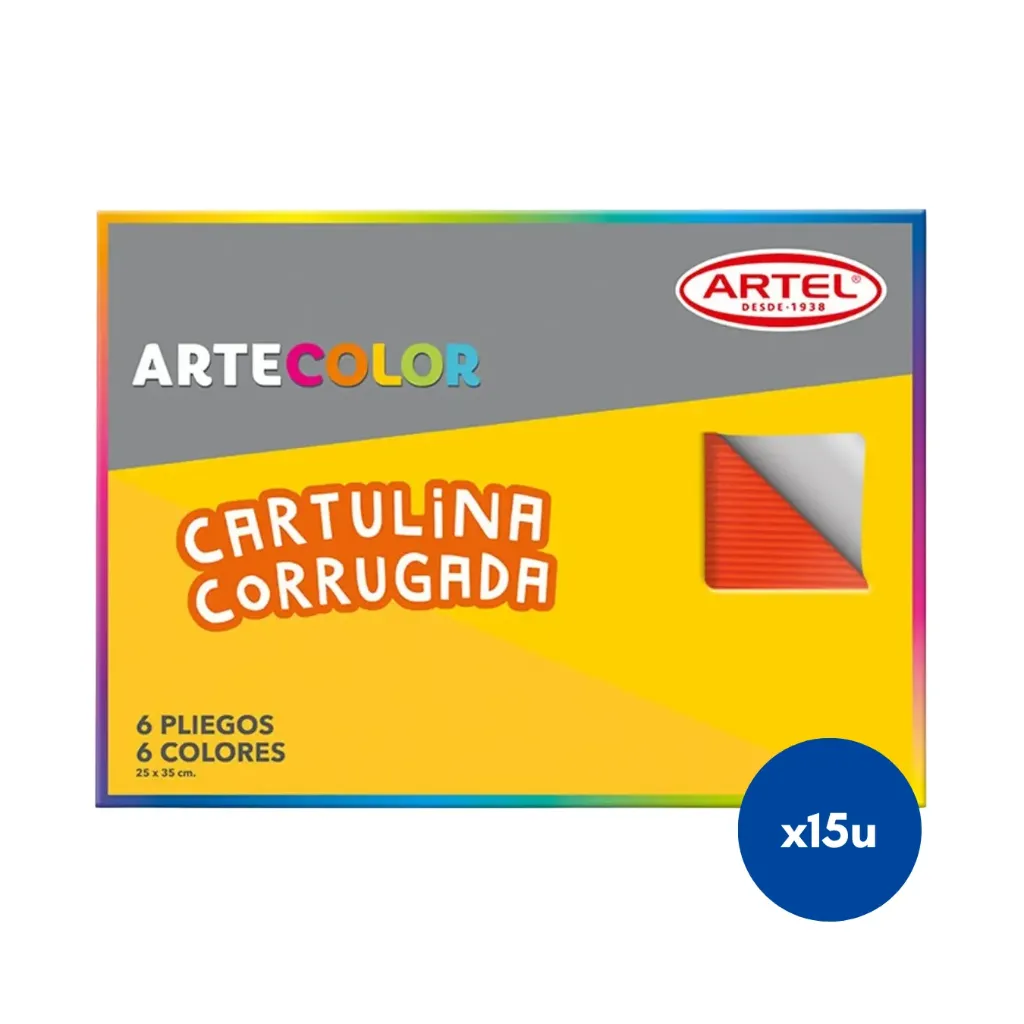 [kit-92] Caja 15 unidades Cartón microcorrugado 6 colores 38x27cm - Artel