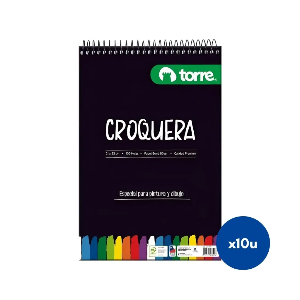 [kit-4812] Caja 10 unidades Croquera tamaño oficio - Torre / 17877