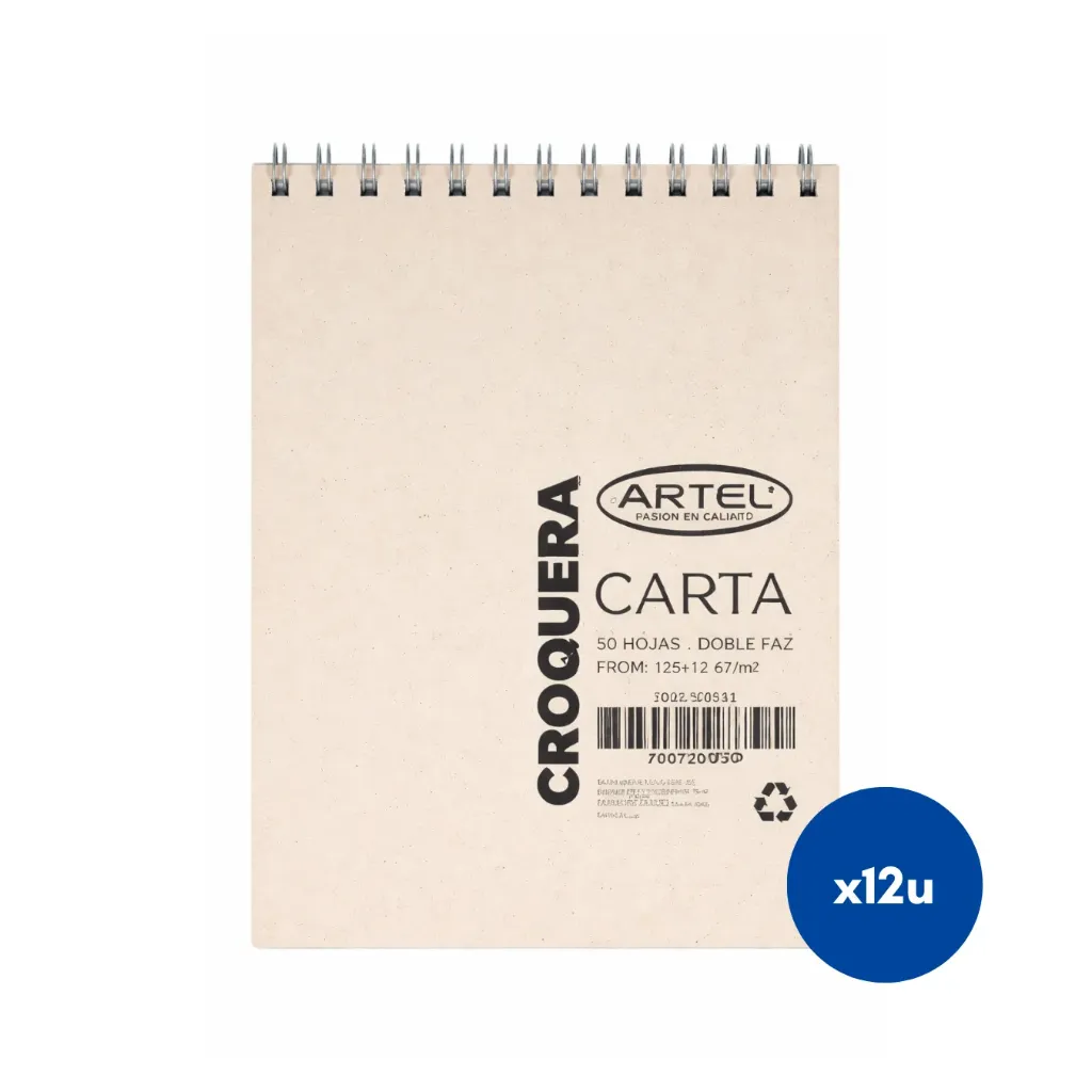 [kit-1245] Pack 10 unidades Croquera carta 50 hojas doble faz - Artel