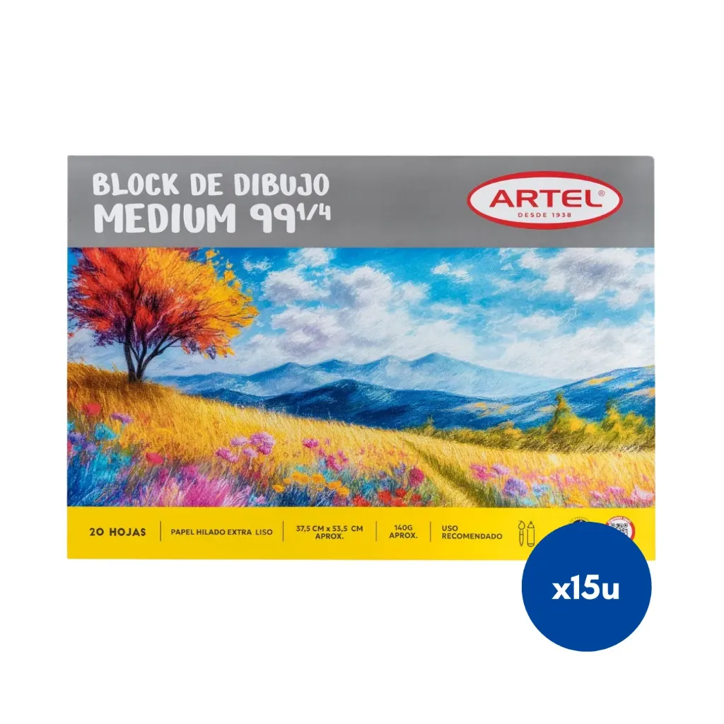 [kit-4799] Caja 15 unidades block dibujo 99 1/4 140g - Artel