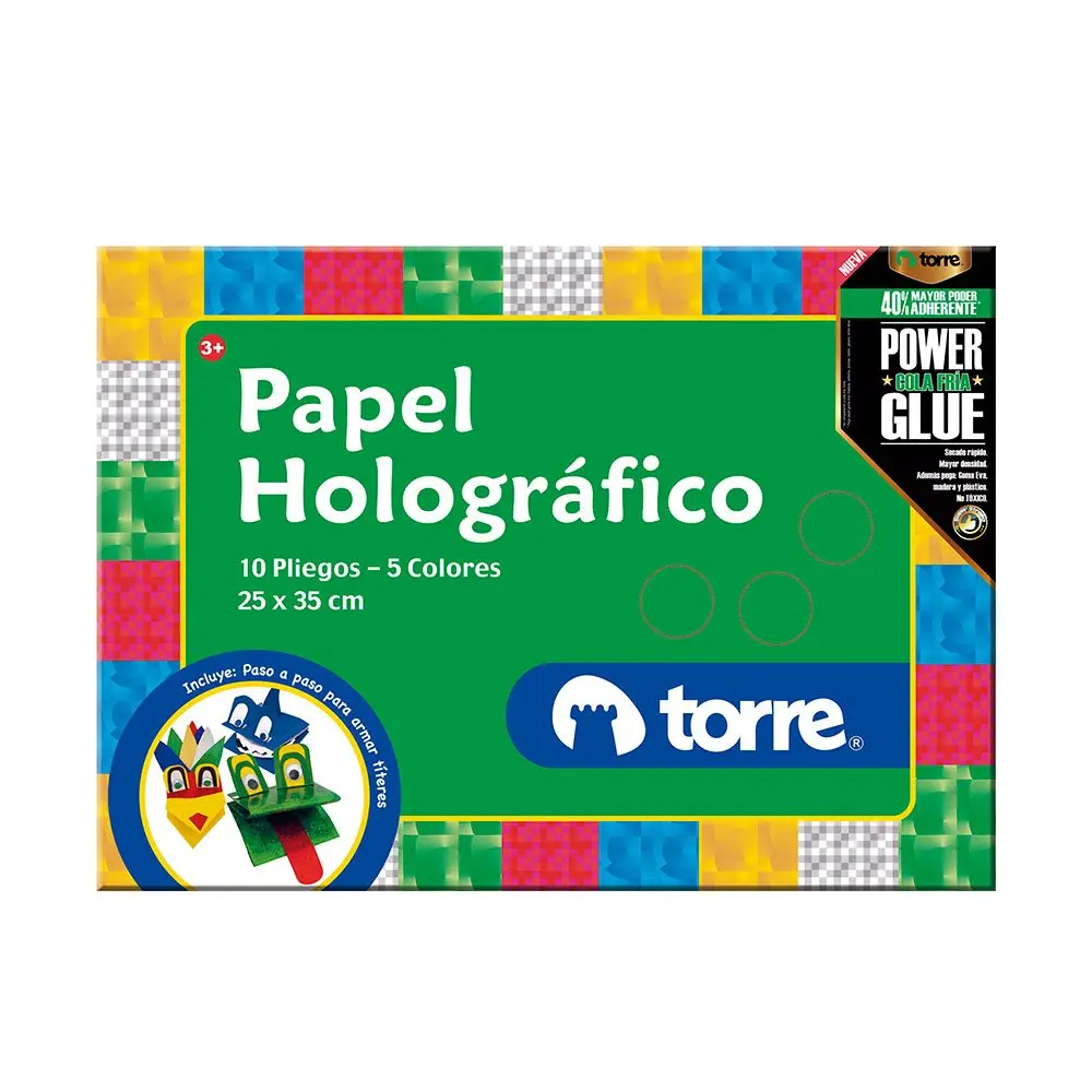 [kit-4807] Caja 8 unidades Carpeta papel holográfico 10 hojas - Torre / 23346