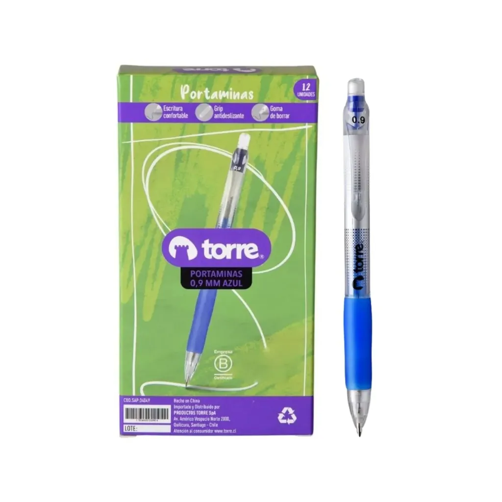 [kit-240] Caja 12 unidades Portaminas 0.9mm azul - Torre / 34049