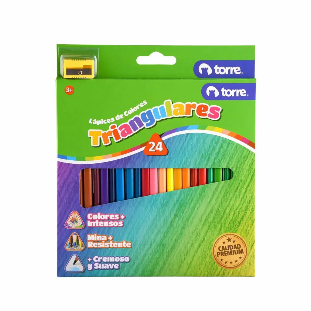 [kit-4815] Caja 6 unidades Lápices triangulares 24 colores - Torre / 27350
