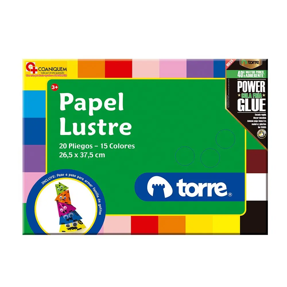 [kit-4808] Caja 8 unidades Carpeta papel lustre 20 hojas - Torre / 17881