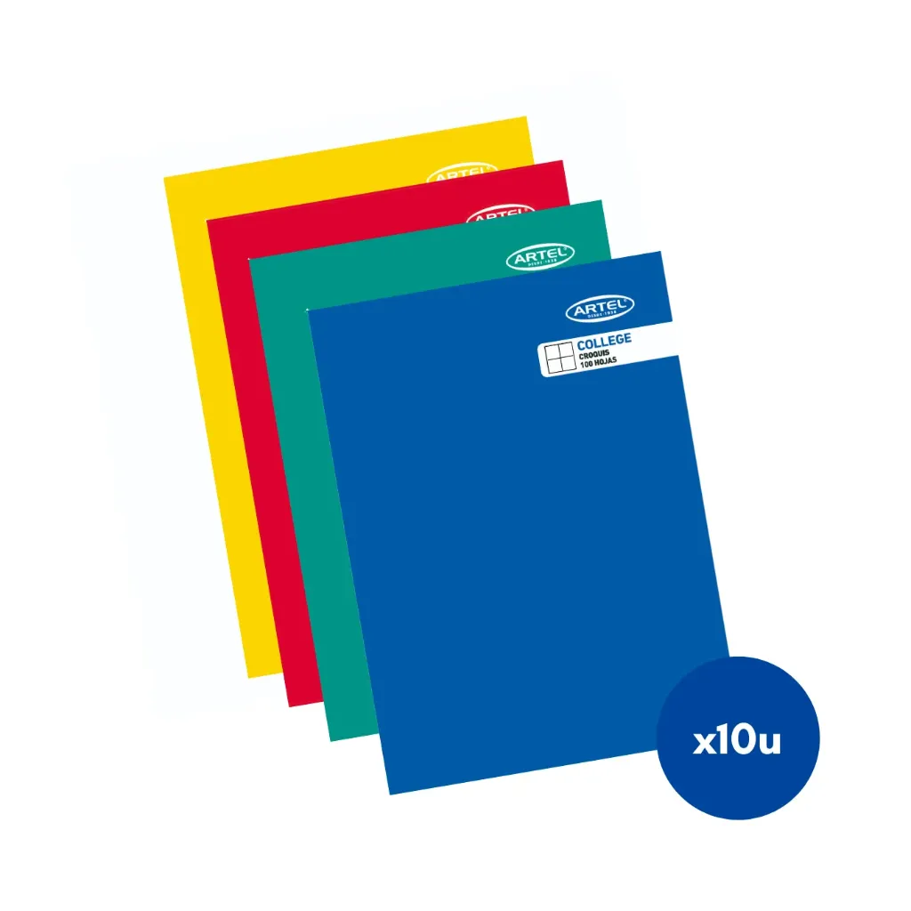 Pack 10 unidades Cuaderno college croquis 100 hojas - Artel