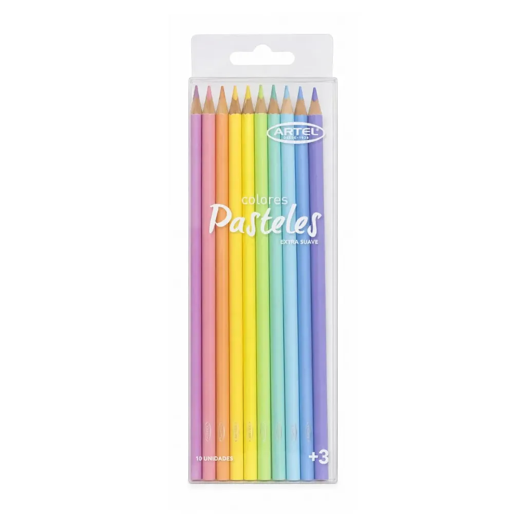 [kit-5217] Caja 12 unidades Lápiz 10 colores pastel triangular - Artel