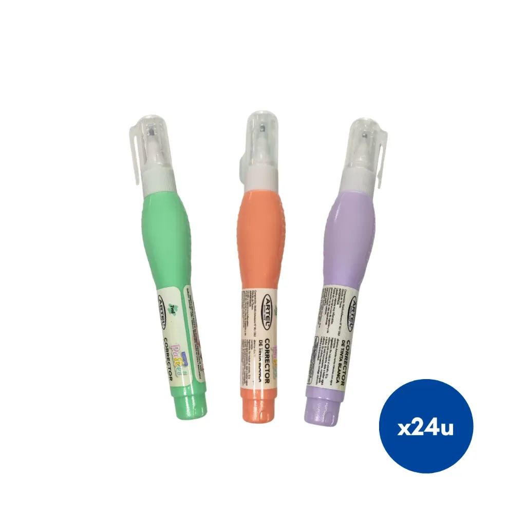 [kit-1552] Caja 24 unidades Lápiz corrector punta metal 7ml - Artel