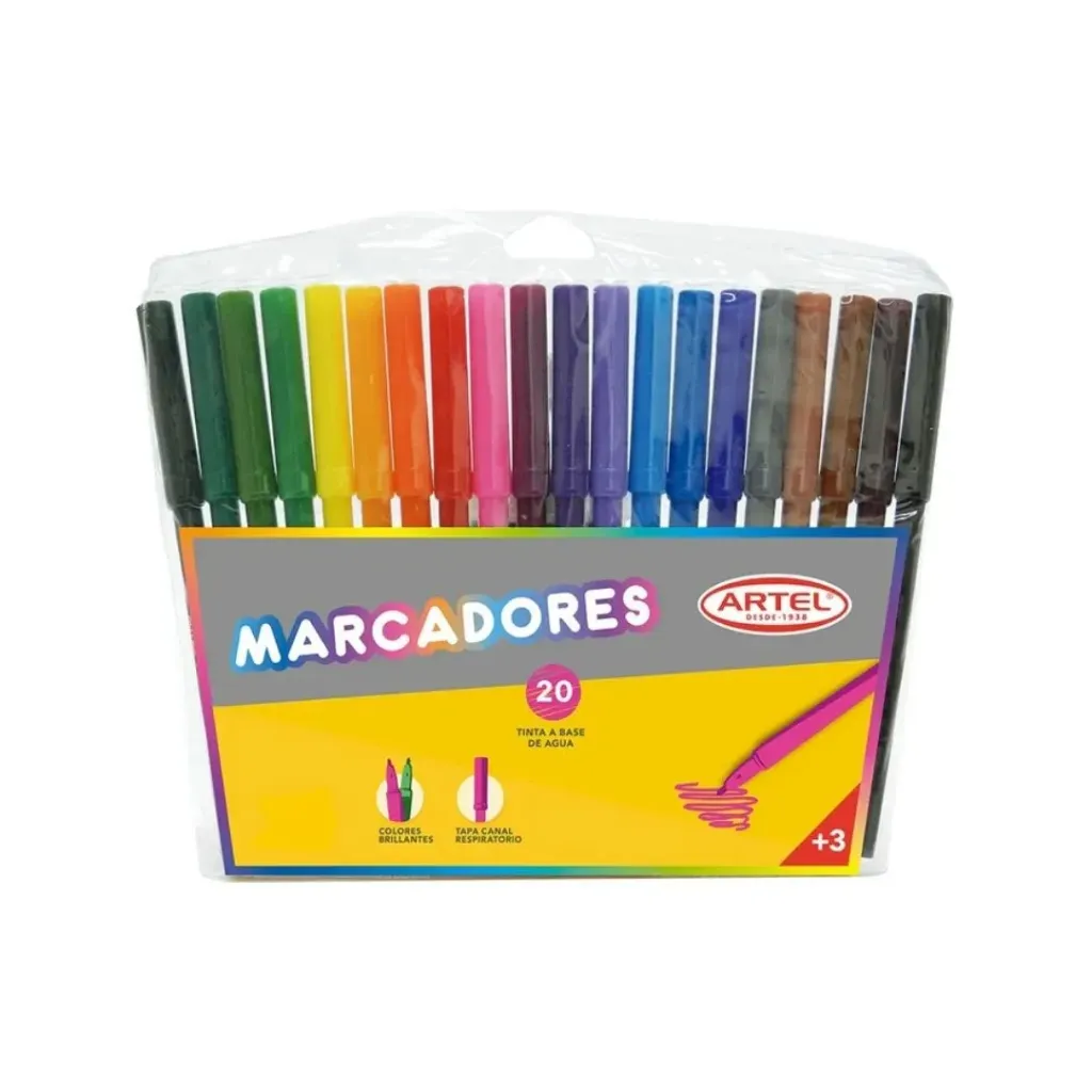[kit-2694] Caja 12 unidades Marcadores punta fina 20 colores - Artel